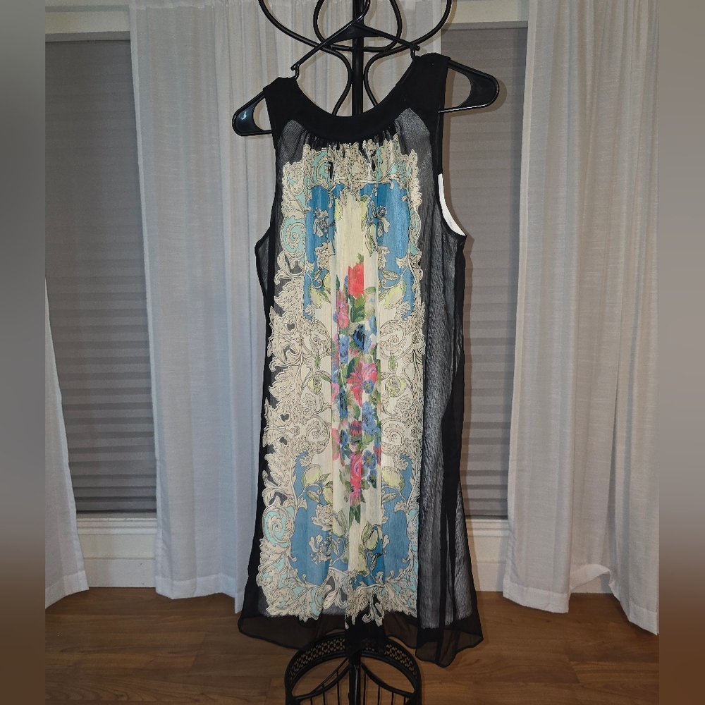 Moulinette Soeurs Backless Dress - Black and Blue Floral